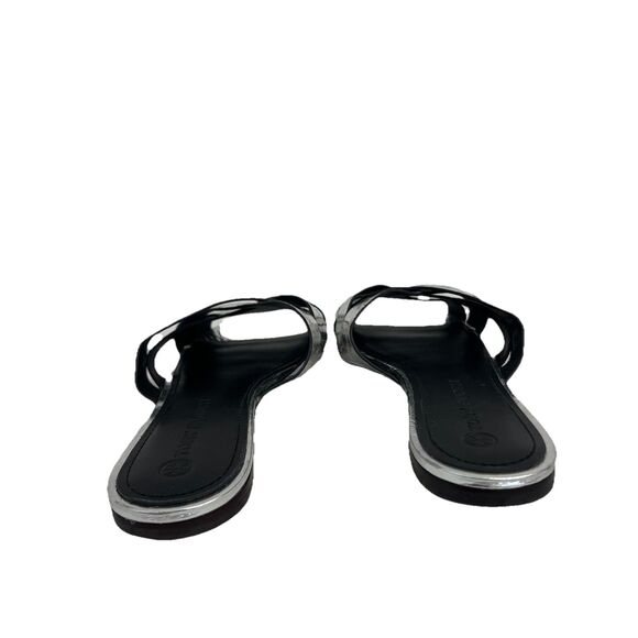 Tory Burch Womens Size 9 City Slides Metallic Silver Leather Sandals - Picture 6 of 9